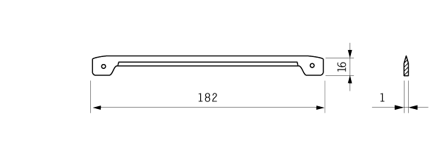 Cuchilla cortar dados para TREIF SH, 182x16x1mm, filo liso, doble bisel