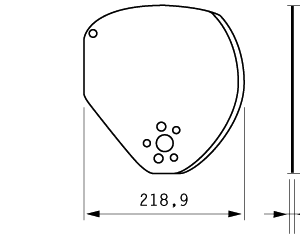 Cuchilla compatible con MAREL 241x218,9x1,5mm, radio 195mm, filo liso, doble bisel, tratamiento electropulido