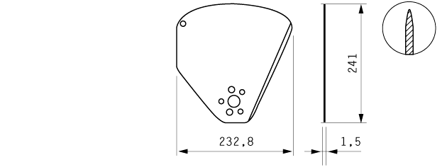 Cuchilla compatible con MAREL 241x232,8x1,5mm, filo liso, doble bisel, como Nº 080600002087