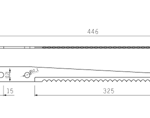 Cuchilla lonchear para NORFO B35, 446x35x15,5x4mm, TPI 9,73mm, dentada, doble bisel, No. 80.414.07