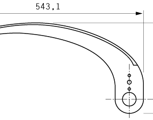Cuchilla compatible con MAREL 543,1x285,9x3mm, radio 530mm, filo liso, doble bisel, curvada