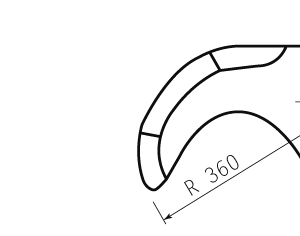 Cuchilla cutter para SECURIT, forma Seydelmann, 500L, radio 360mm, 3 cortes, templado por inducción