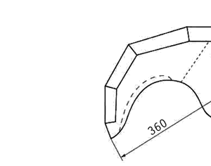 Cuchilla cutter para SEYDELMANN, forma 4EE, 500L, radio 360mm, con ranuras y pivote