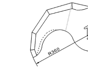 Cuchilla cutter para SEYDELMANN, forma EEB, 500L, radio 360mm, con ranuras y pivote desplazados 30º