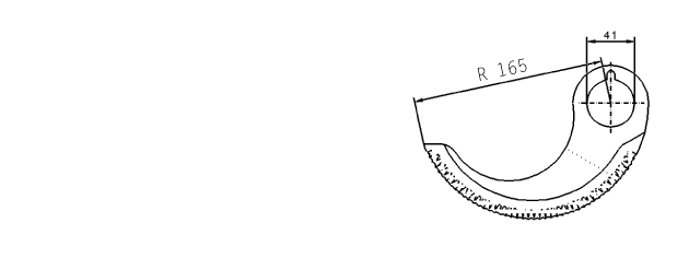 Cuchilla cutter para STEPHAN, radio 165mm, espesor 5mm, filo ondulado, acero 1.4034