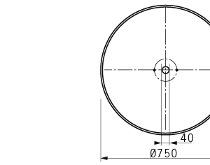 Cuchilla abrir canales, 750x40x6mm, filo liso, bisel sencillo, distancia entre agujeros 130mm, material 1.4034