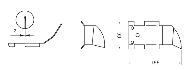 Cuchilla para ATTEC, 155x86x2mm, derecha, curvo