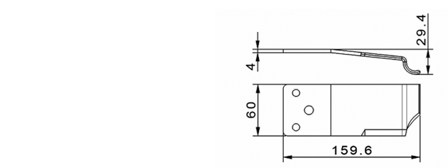 Cuchilla para ATTEC, 159,6x60/34,7x4mm, curvo, 3 agujeros, izquierda, Nº.208060C
