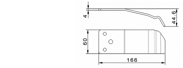Cuchilla para ATTEC, 166x60/33x4mm, derecha, curvo, 3 agujeros, Nº.208958B