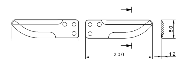 Cuchilla para robot SATURN, 300x80x12mm, set izquierda y derecha