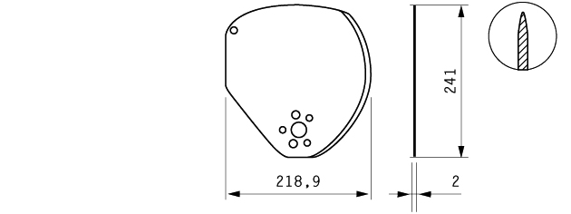 Cuchilla compatible con MAREL 241x218,9x2mm, radio:195mm, filo liso, doble bisel